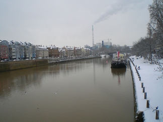 The Neckar river running through Stuttgart